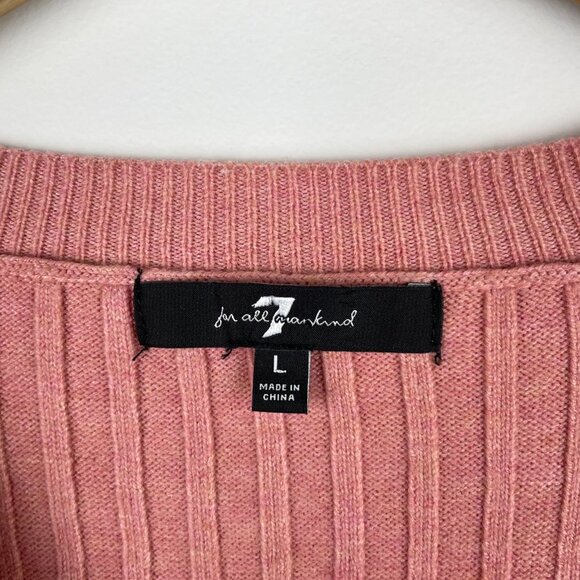 7 For All Mankind Women's Pink Cropped Button Up Cardigan Size Large Long Sleeve - Picture 3 of 6